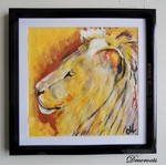 cadre déco aquarelle lion jungle safari ethnique