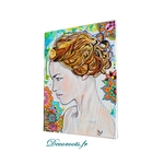 tableau art decoration artiste femme fleur tache peinture multicolore 2