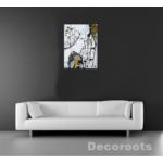 tableau art contemporain design femme visage noir blanc or pluie artiste peint main