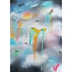 tableau art design contemporain nature femme oiseau colibri 4