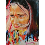dessin artiste indienne multicolore fusain pastel aquarelle