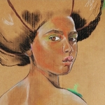 Dessin art femme africaine afrique nue pop visage coupe afro