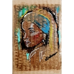impression art contemporain femme noir et blanc multicolore ethnique 77