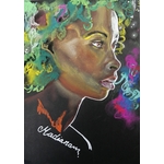 dessin art contemporain femme noire multicolore