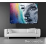 tableau art contemporain street art graffiti visage portrait noir et lanc multicolore 2