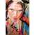 reproduction sur toile art contemporain carton hope visage portrait femme multicolore