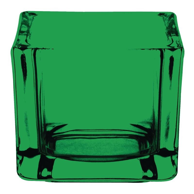 Photophore carré en verre teinté vert lot de 6