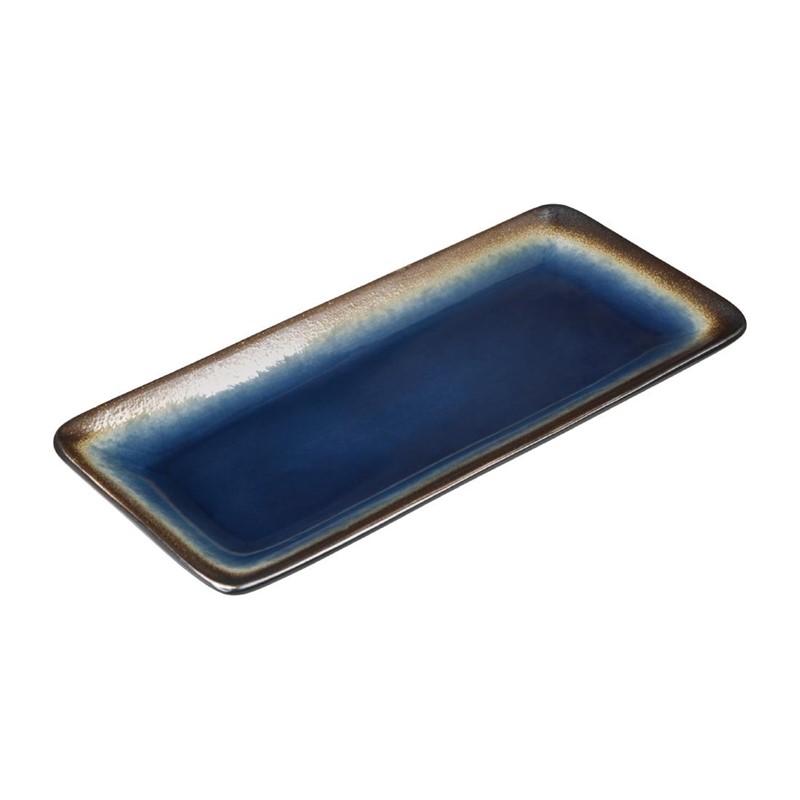 Assiettes à tapas rectangulaires Olympia Nomi bleues 245mm