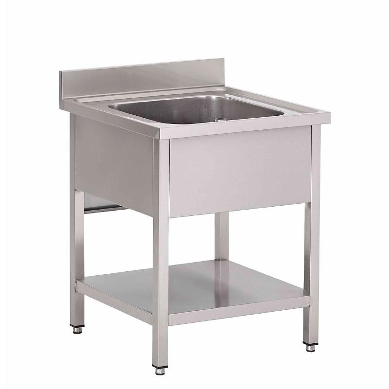 Plonge inox avec étagère basse Gastro M 1 bac 700 x 700 x 850mm