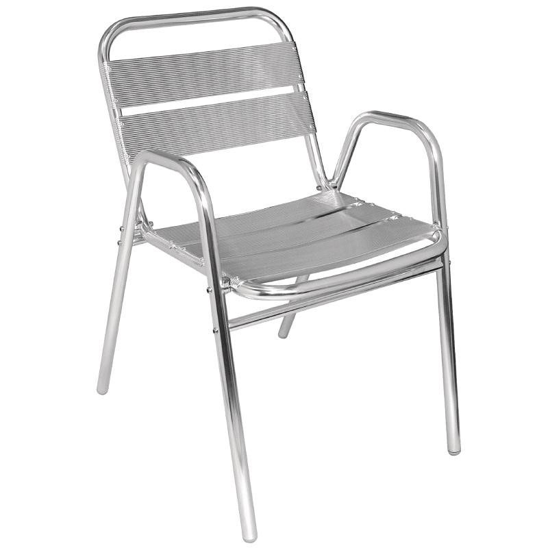 Fauteuils empilables en aluminium avec accoudoirs Bolero x4