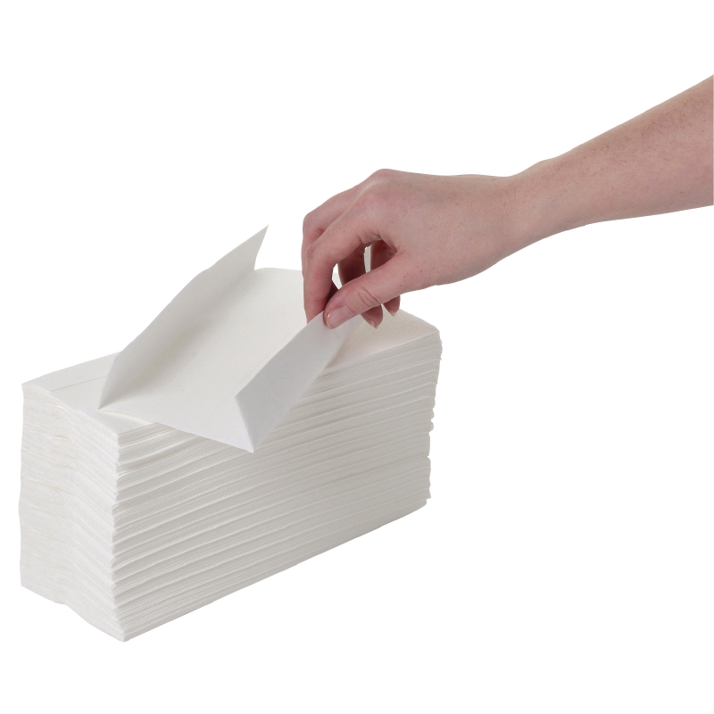 Essuie-mains 2 plis pliage en C 100 feuilles blanc Jantex