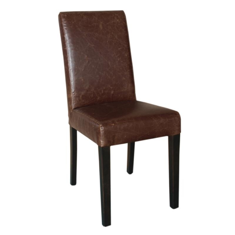 Chaise dossier haut en simili cuir Bolero marron patiné x2