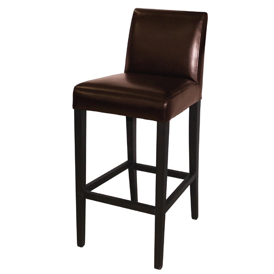 Tabouret de bar haut avec dossier en simili cuir Bolero marron foncé