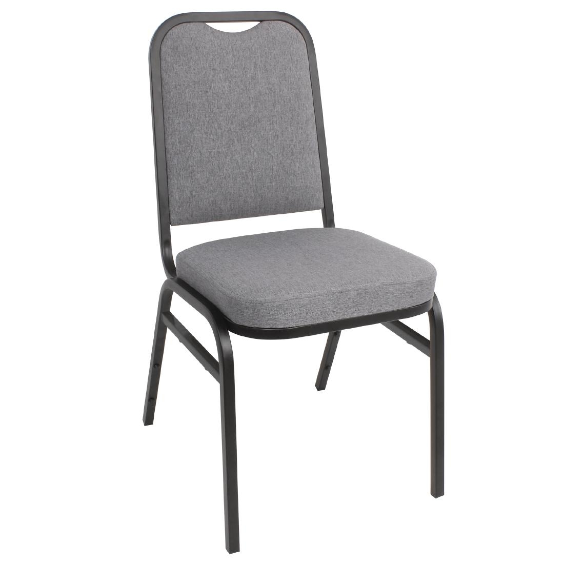 Chaise de banquet avec dossier carré et tissu gris Bolero lot de 4