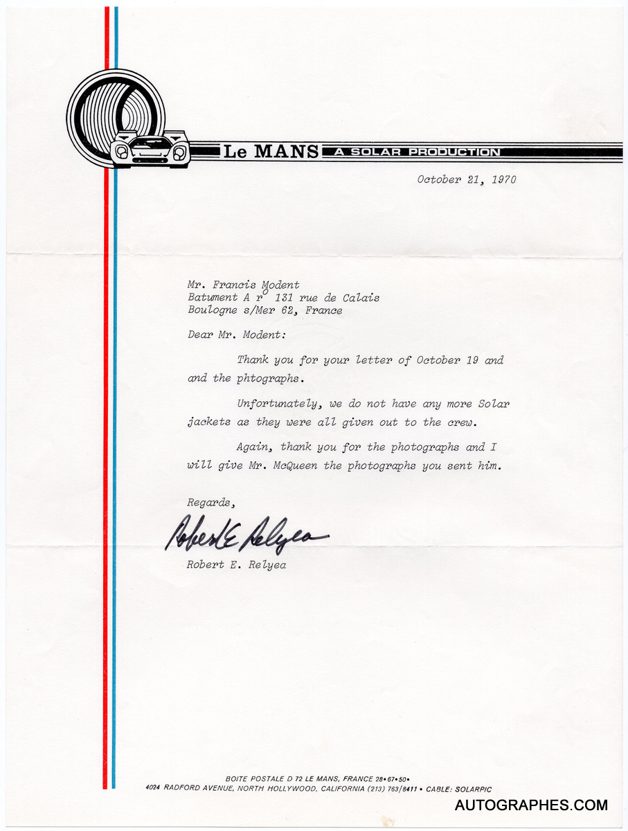 lettre-dactylographiee-signee-robert-relyea-le-mans-solar-production-octobre-1970