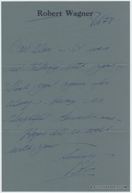 Robert WAGNER - Lettre autographe signée (1975)