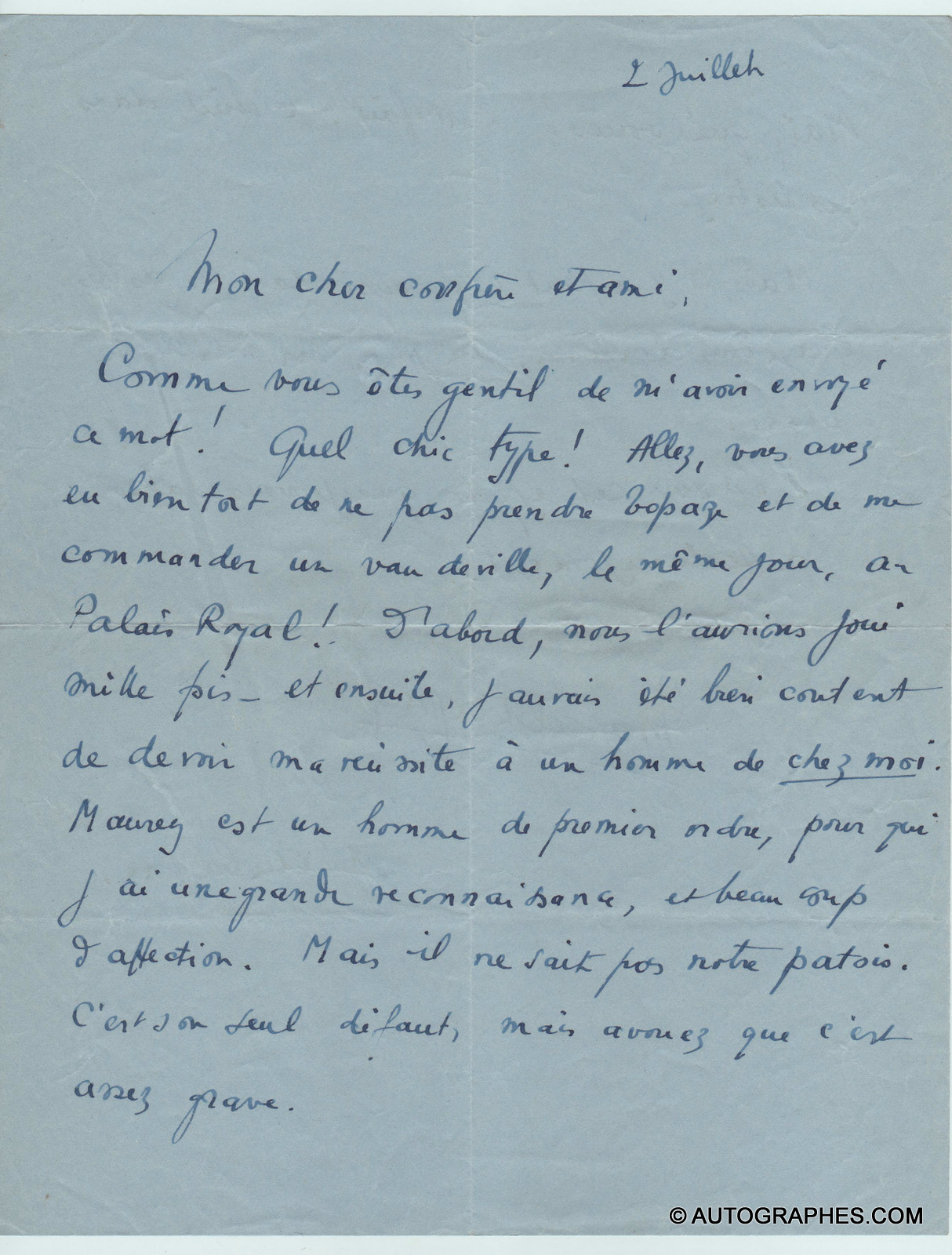 lettre-autographe-signee-marcel-pagnol-quinson-palais-royal-1
