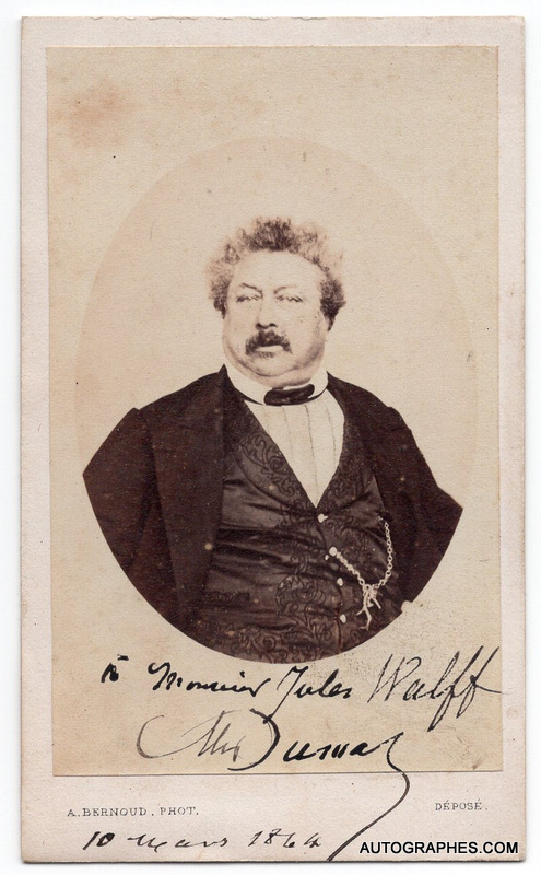 Alexandre DUMAS (père) - Photographie CDV dédicacée et signée (1864)