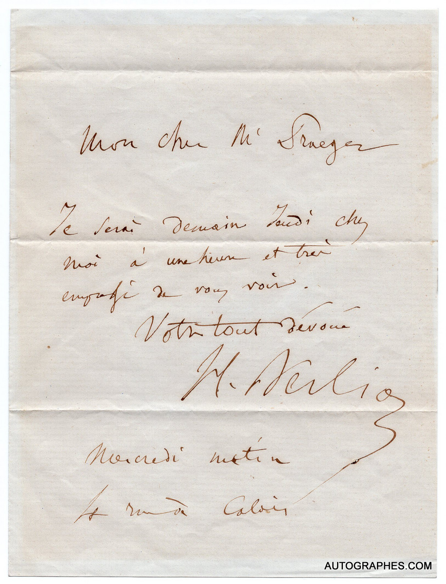 Hector BERLIOZ - Lettre autographe signée à son ami Ferdinand PRAEGER