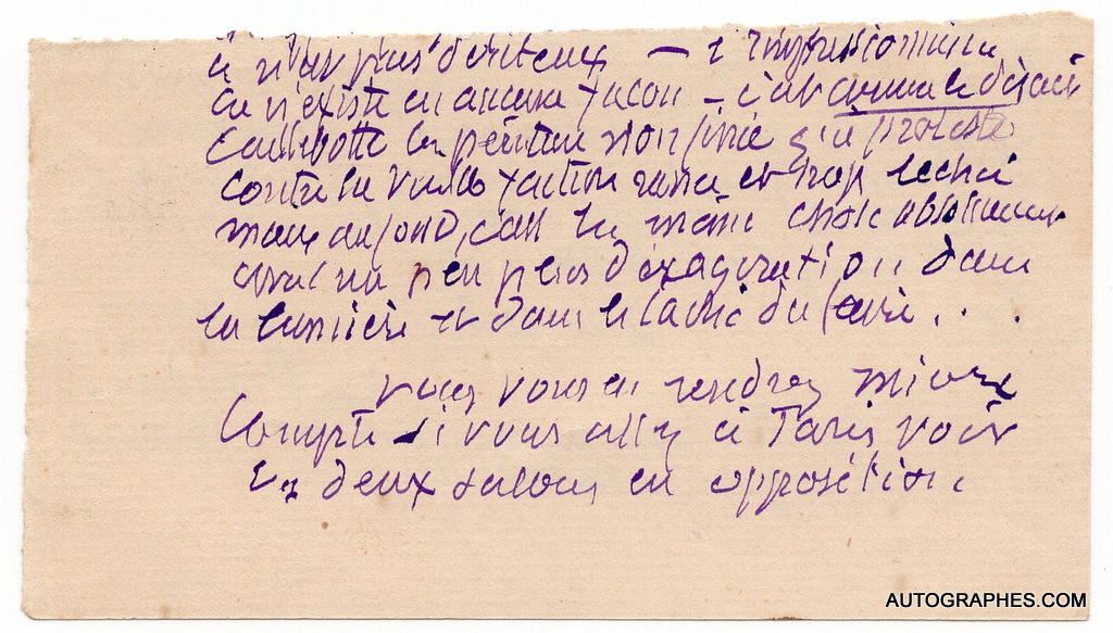Eugène BOUDIN - Lettre autographe signée (fragment) sur l\'impressionnisme