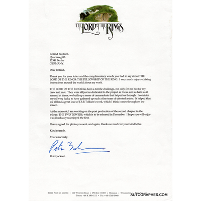 lettre-dactylographiee-signee-autographe-peter-jackson-le-seigneur-des-anneaux-lotr