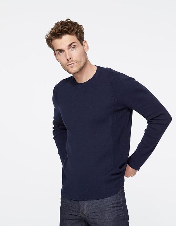 pull gris homme col rond