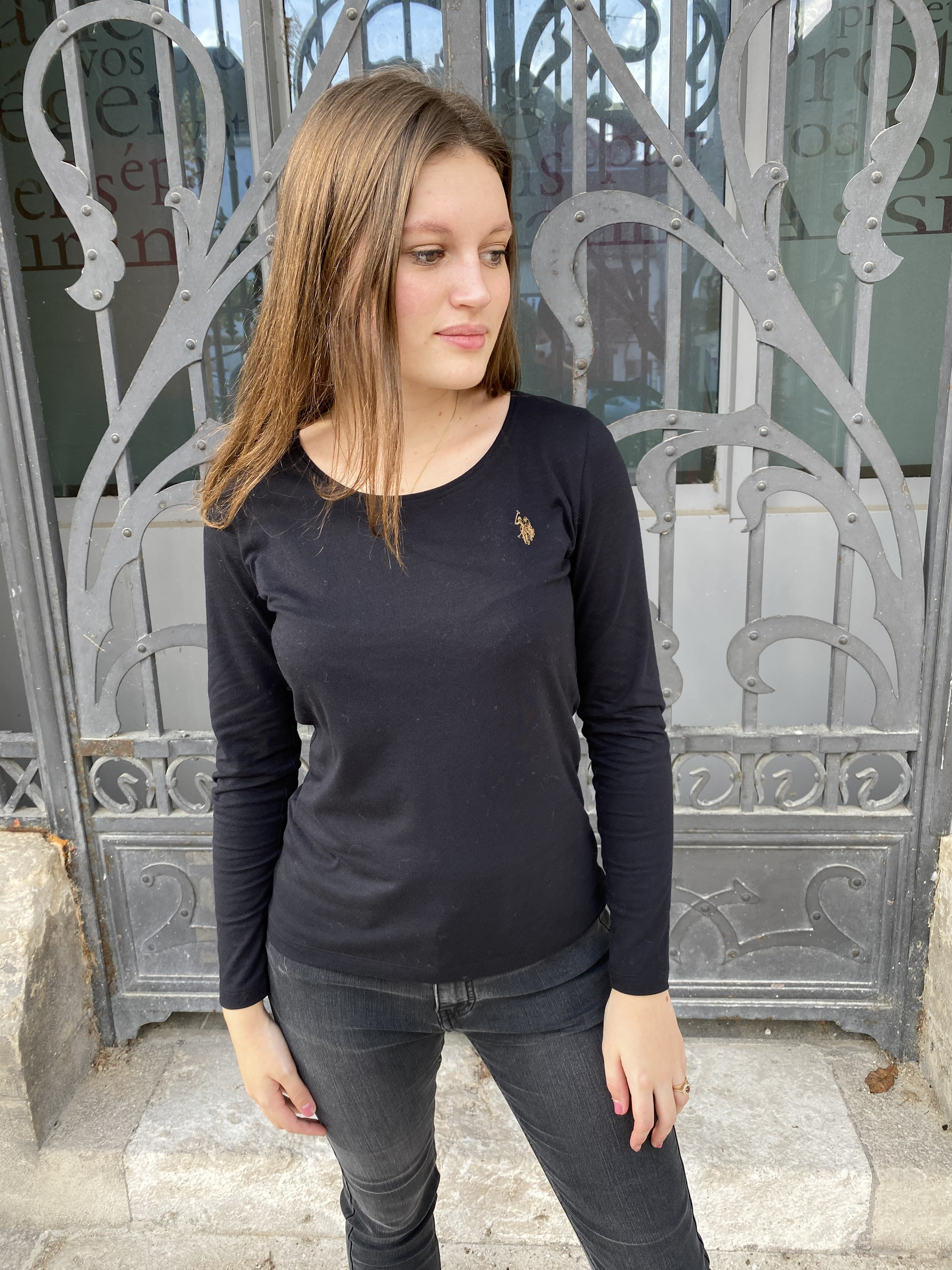 Tee shirt manche longue - noir - US polo - Prix doux Femme/Top, t