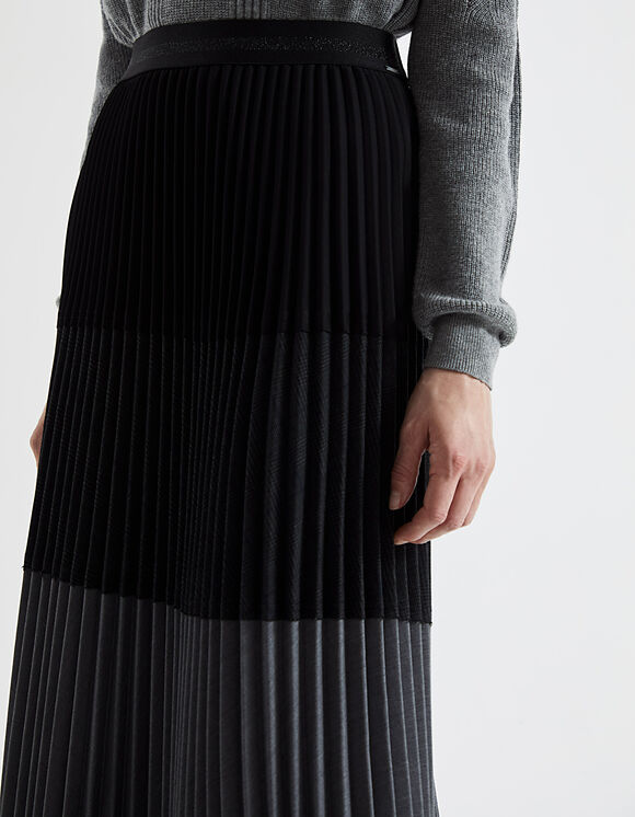 Jupe longue plissée - mix matières taille élastiquée - IKKS WOMEN - Prix  doux Femme/Robe, jupe, combinaison - Lora