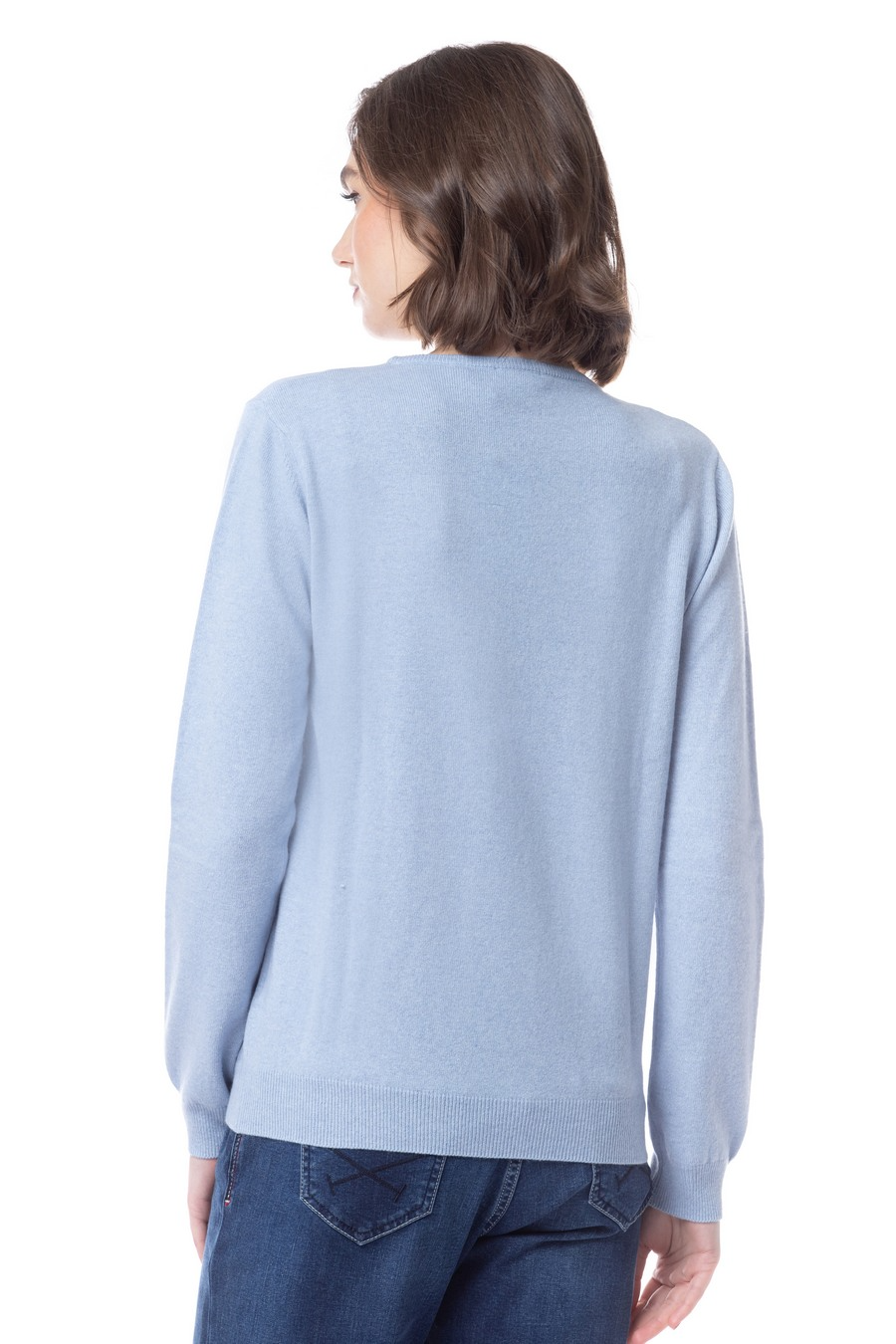 Pull fin col rond - Gris - US POLO FEMME - Prix doux Femme/Pull