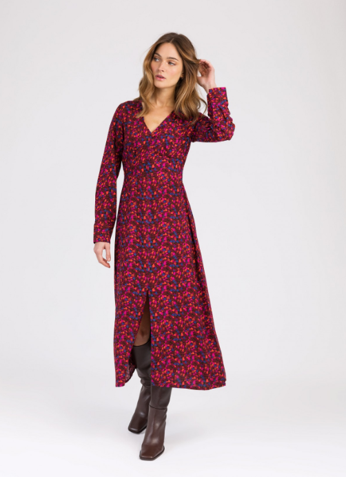 Robe midi ajustée avec un col V ORLANNE cassia fus