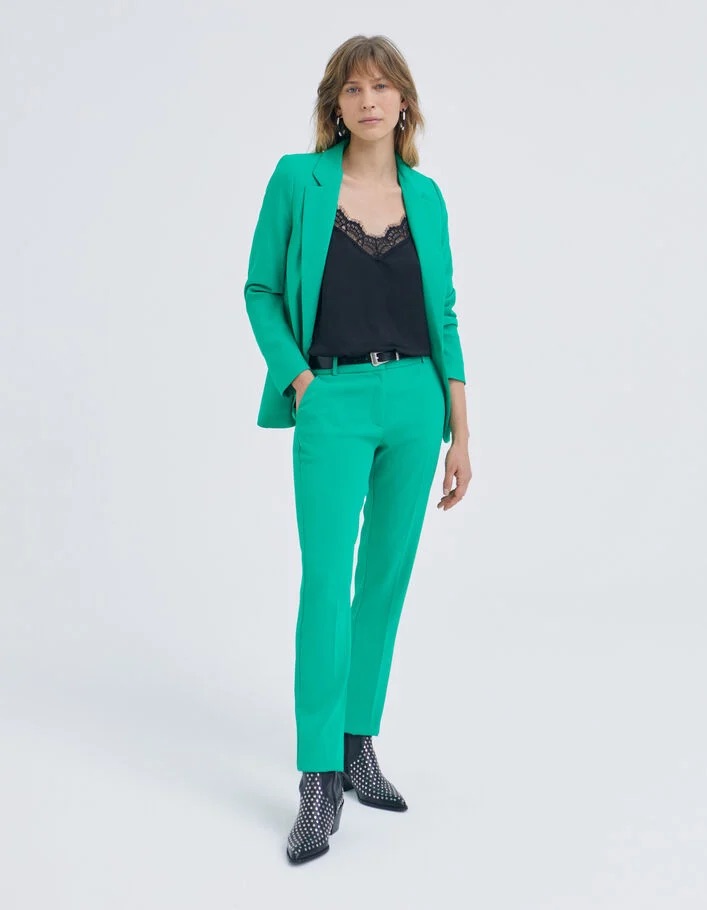 Pantalon droit vert à taille haute - Sméraldo - IKKS - Prix doux Femme/ Pantalon, short, jean - Lora