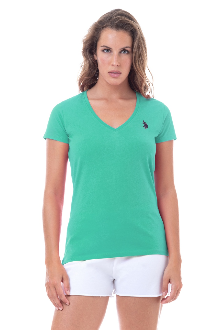 Tee-shirt col V - Vert d'eau - US POLO FEMME - Prix doux Femme/Top