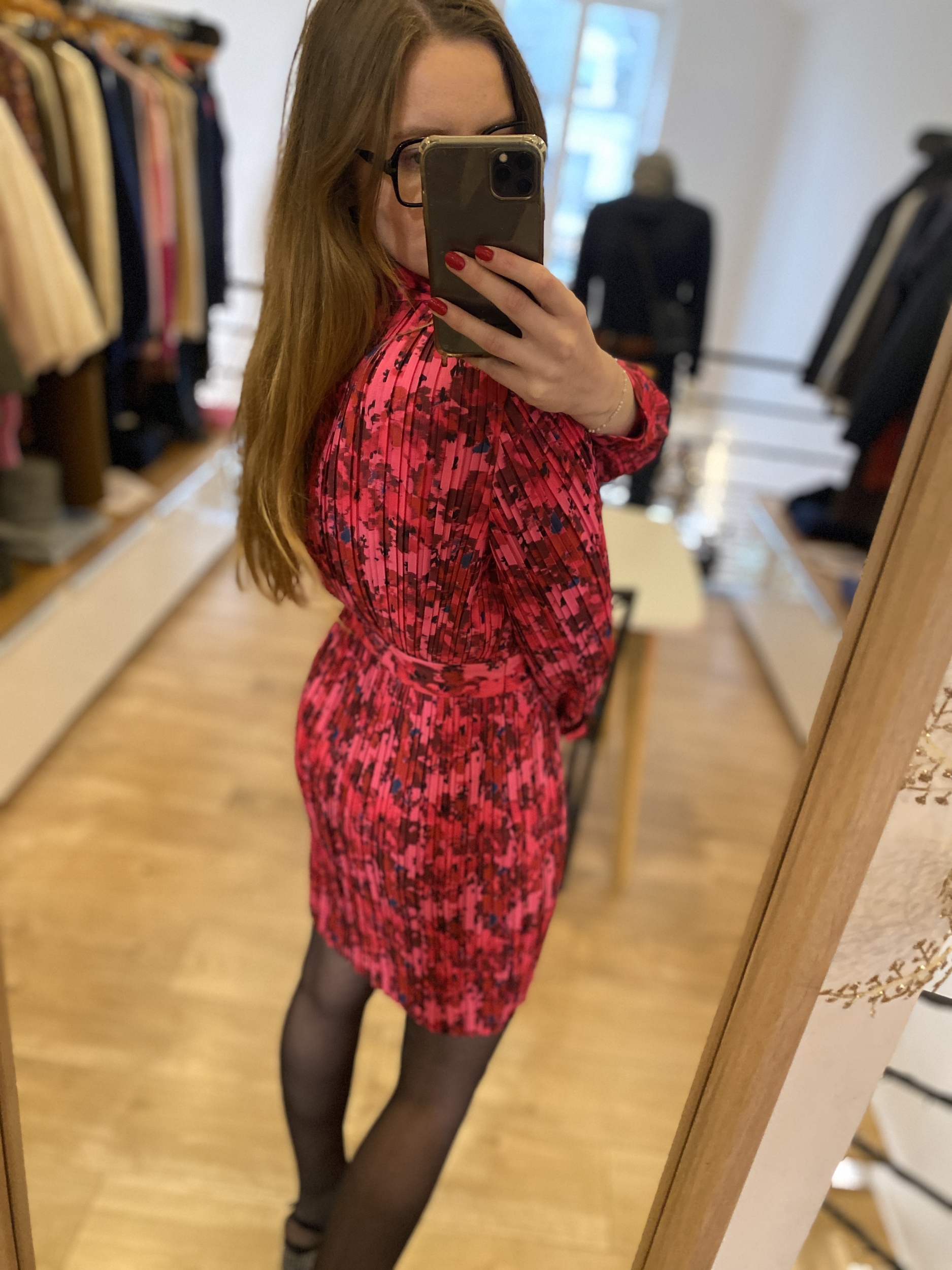 Robe plissée imprimée fleurs Rose bubble IKKS WOMEN Prix - Main Image