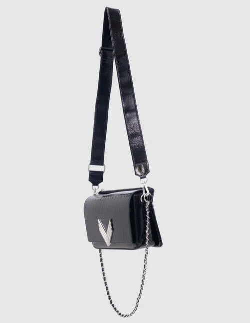 Sac en cuir verni Noir IKKS BAGS Accessoires FEMME