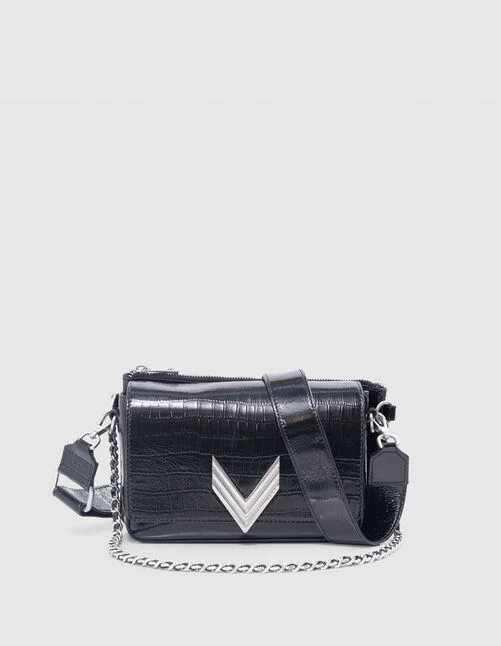 Sac en cuir verni Noir IKKS BAGS Accessoires FEMME