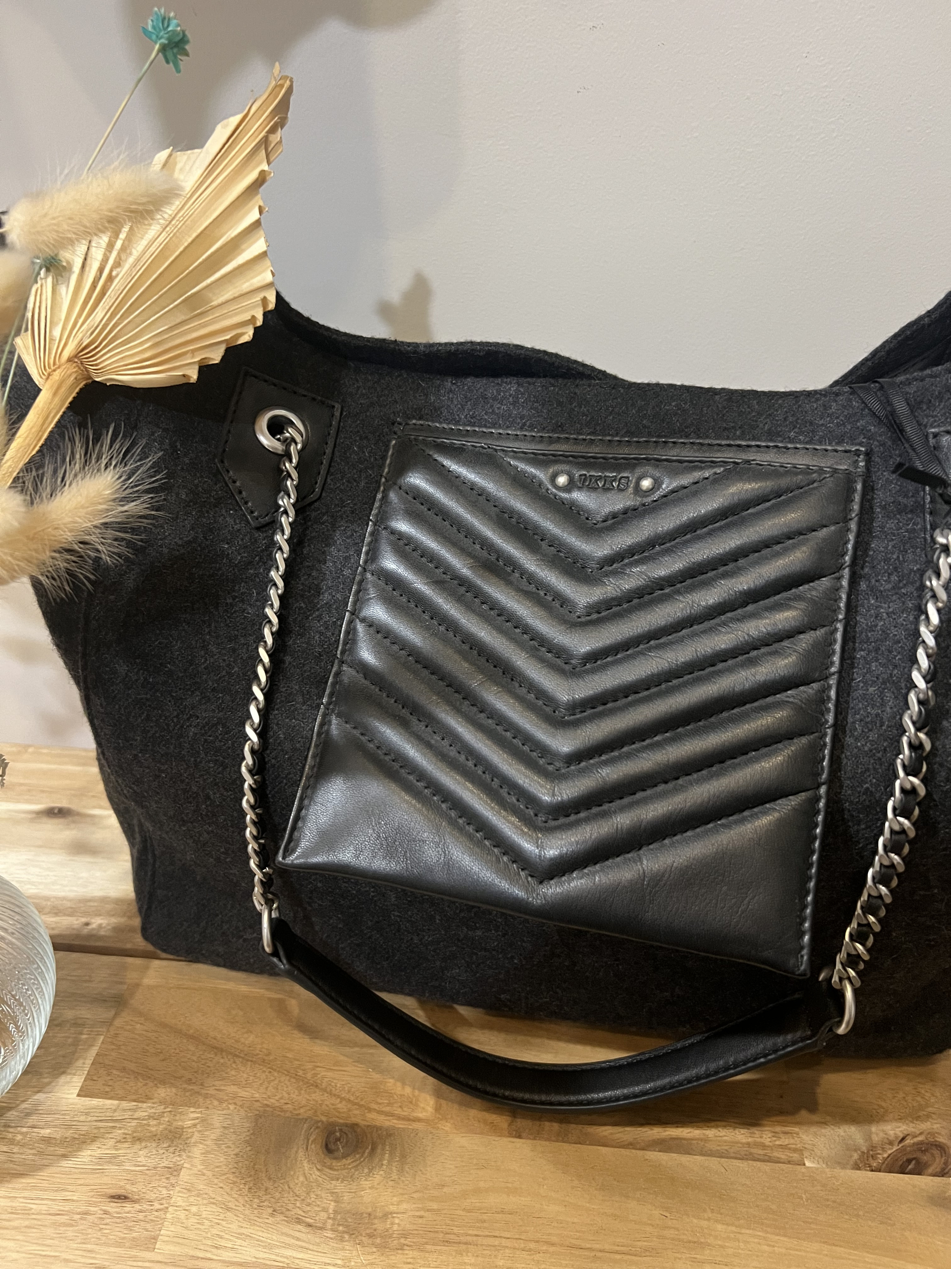 Sac Cabas en flanelle Gris anthracite IKKS BAGS Accessoires