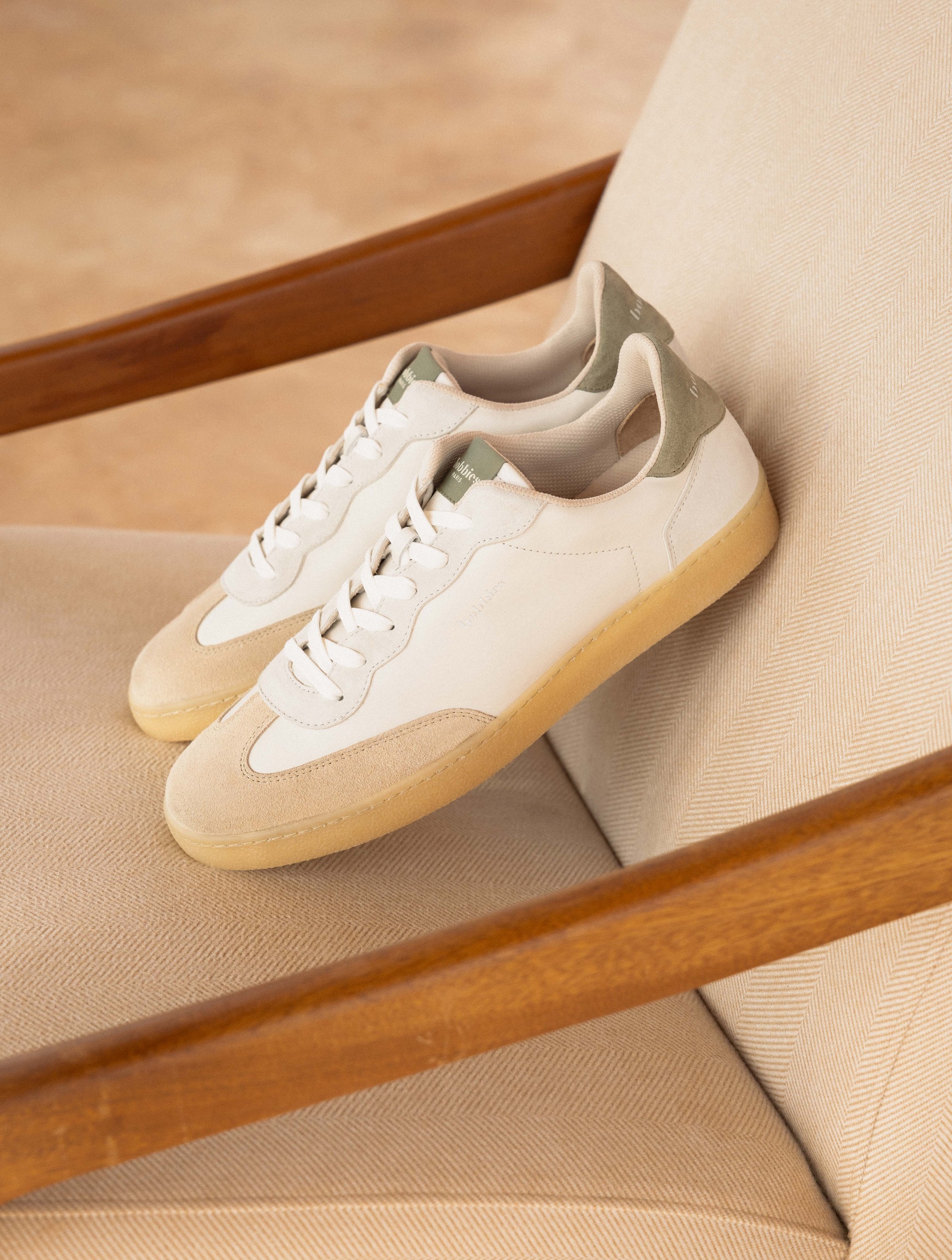 Baskets Jéri Blanc vert cendré BOBBIES HOMME Nouvelle