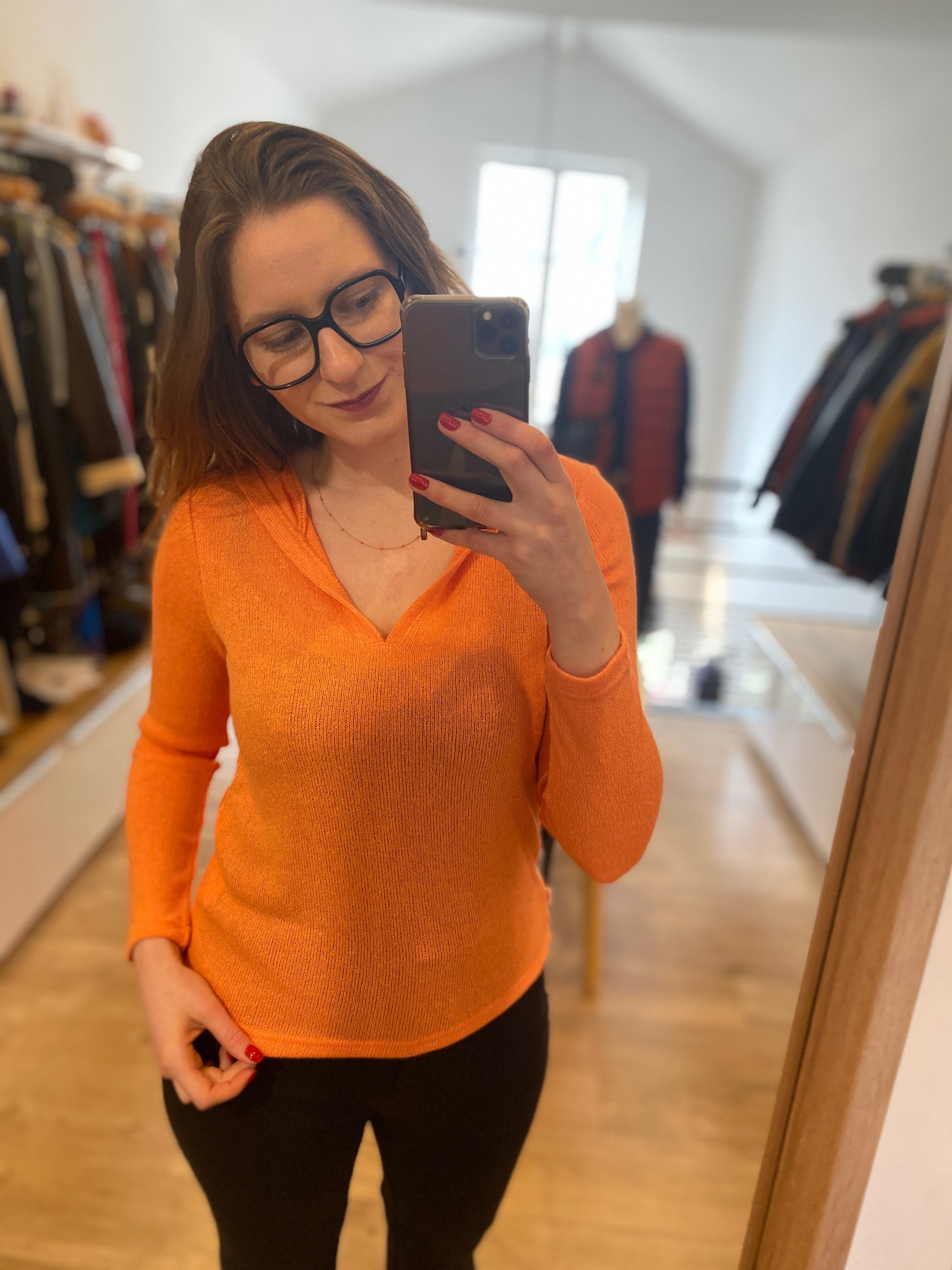 Pull à capuche en maille fine Debki Melon Sun Valley femme