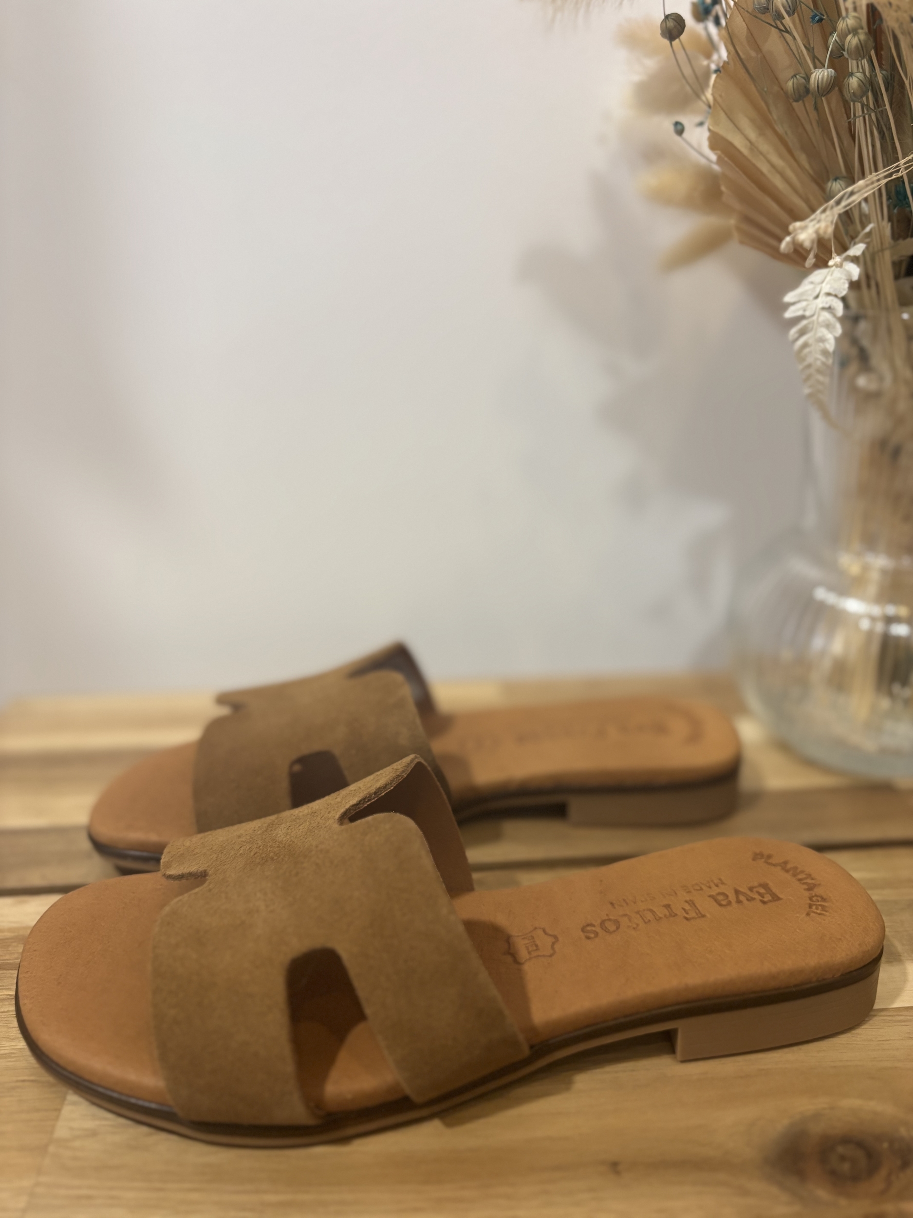 Mules plates H en cuir 3053 Muscade EVA FRUTOS Chaussures