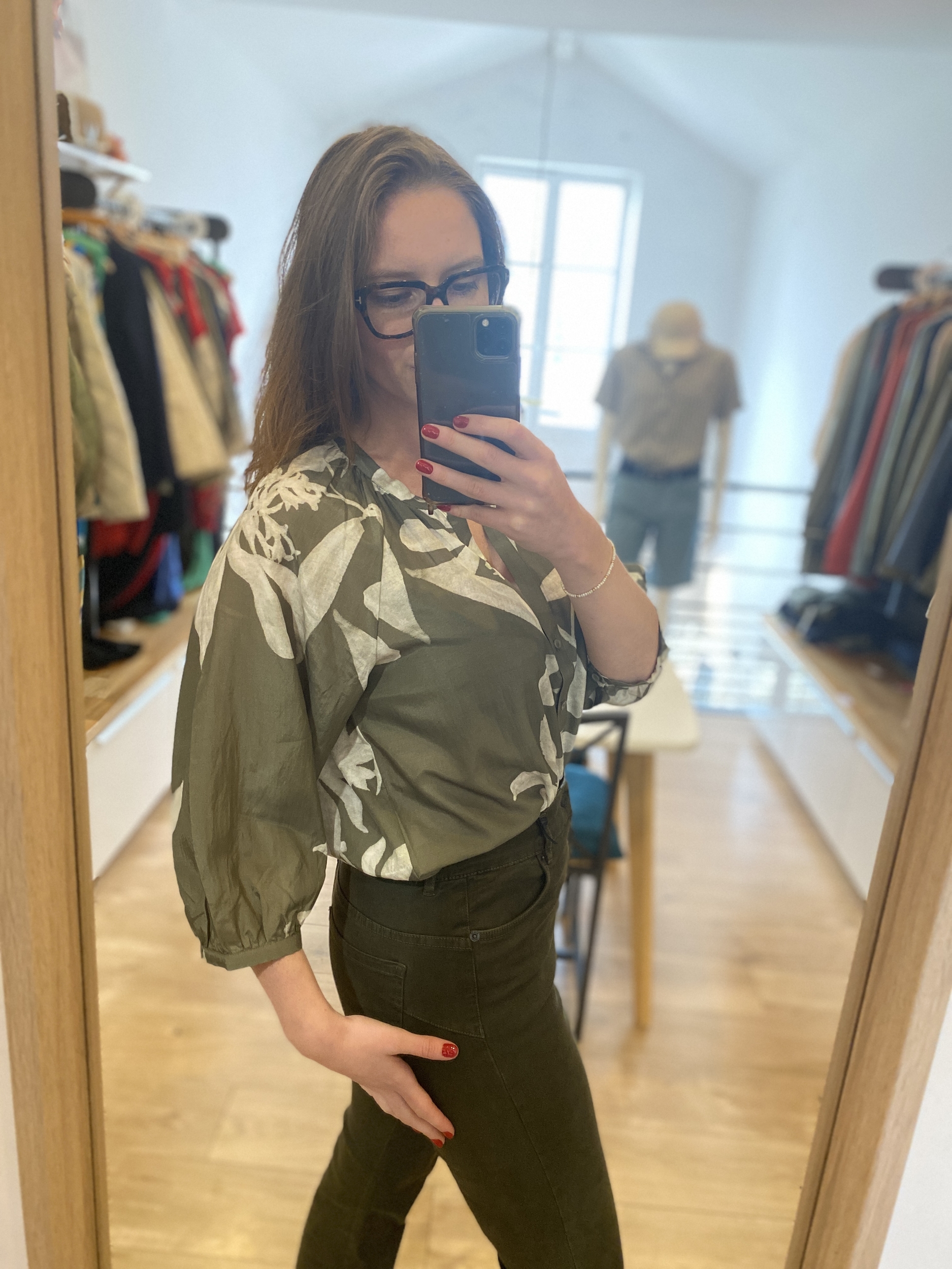 Blouse imprimée regular en mélange de coton organique et de