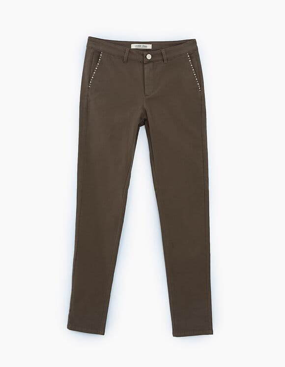 Pantalon chino kaki online femme