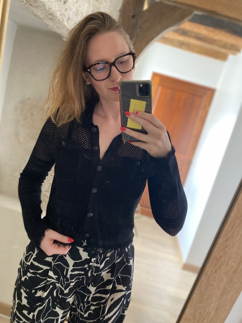 Cardigan court ajouré - Noir - IKKS WOMEN - Vêtement FEMME/Pulls ...