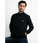 M-3020-SWC326 - Men Sweater Collar Zip 9999 Black