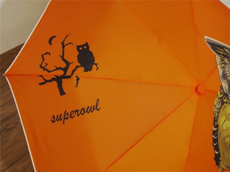 Parapluie Hibou orange zoom 2