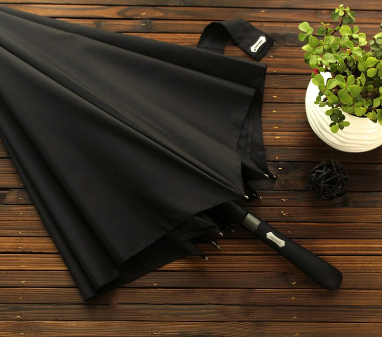 Parapluie Long Automatique Noir - Poignée Courbe, Ouverture Facile, Protection Solide