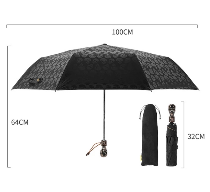 dimensions parapluie pliant tête de mort