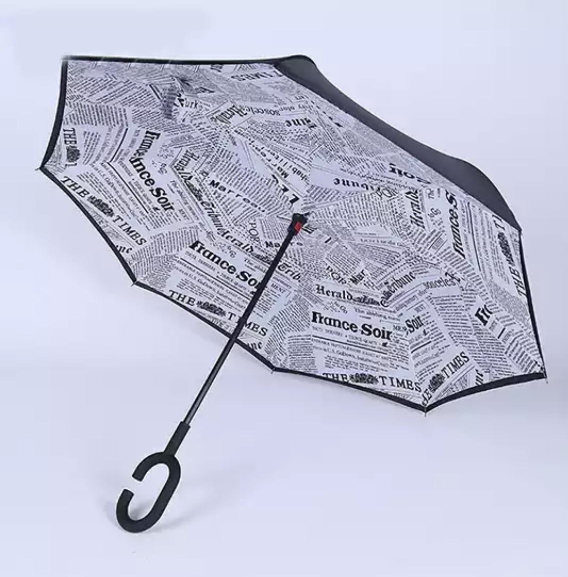 parapluie inversé imprimé journal coloris blanc