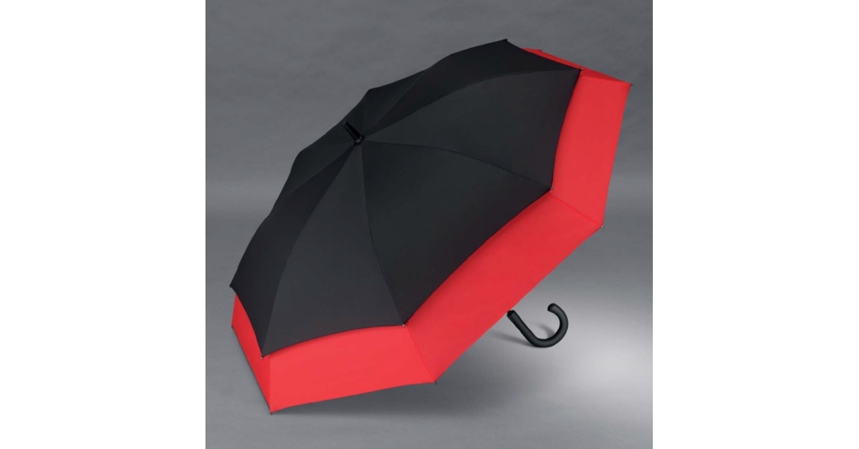Parapluie Automatique Kmart - Nylon Hydrofuge - Motif Géométrique Rouge Blanc Noir