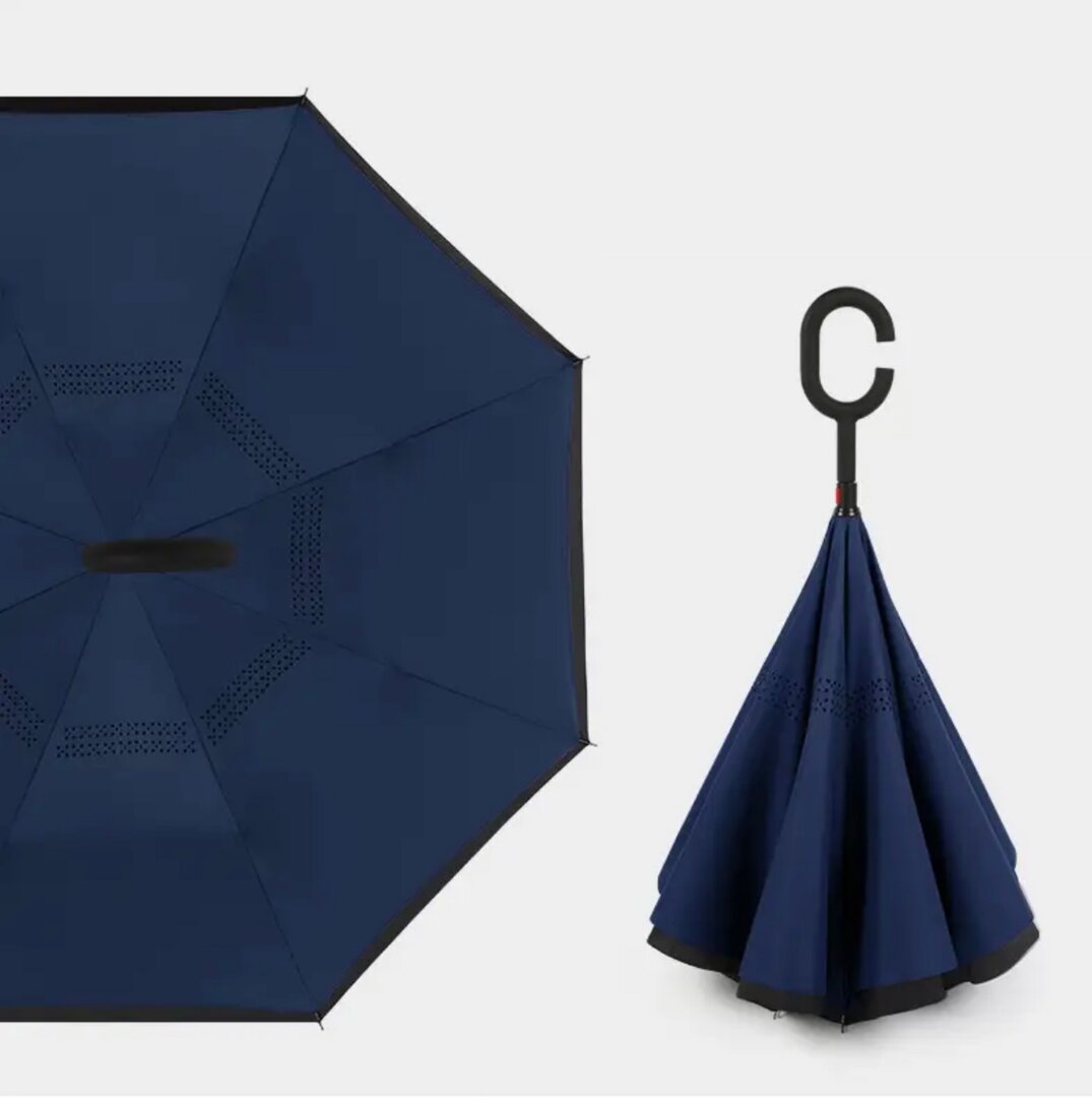 Parapluie Inversé Conlun Compact Bleu - Grande Taille, Résistant Aux Intempéries, Pratique Et Solide