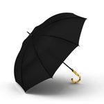 parapluie noir uni poignée bambou de profil